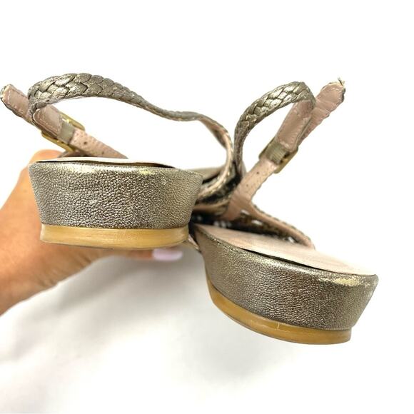 Stuart Weitzman Gold Woven Slingback Ballet Flats Almond Toe Women's Sz 10 $395 - Picture 8 of 9